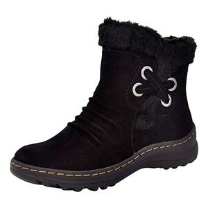 BareTraps Adalyn Leather Suede Faux Fur Shearling Lined Winter Snow Ankle Boots